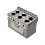 CSA İnox Csa Karacasan 120 Cm 700 Seri Set Üstü 6+1 Fırın Elektrikli Kuzine (120x70x85cm)