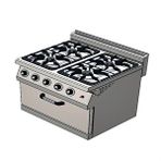 CSA İnox Csa Karacasan 80 Cm 700 Seri Set Üstü 4+1 Fırın Doğalgazlı Kuzine (80x70x85cm)