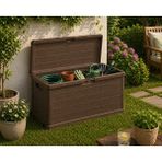 Csb Store Kahverengi Bahçe Sandığı 280 Litre – Teras & Balkon Için Dayanıklı Depolama Kutusu 117X45 cm