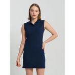 CSC Basic Polo Sleeveless Koyu Lacivert Dress Kadın Sıfır Kol Elbise