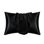 CSHWXY Yastık Kılıfı İpek Yastık Kılıfı İpeksi Saten Yastık Kılıfı Rahat Yastık Kılıfı Ev Dekoru wholeStandard/Queen 1PC,Siyah,1PCx51x66cm(20x26in)