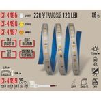 CT-4495 220V Trafo Gerektirmeyen LED Şerit, Beyaz, 120 LED, 5 Metre