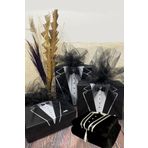 Çt Çeyizci Tekstil Damat Kutusu Smokin Model 3'lü Damat Bohçası (Siyah Süsleme Tülü Hediyeli), Traş Sandığı