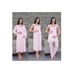 CT MODA Lohussa Kadın Pudra Tasarım Yazlık Pamuk Hamile Lohusa Sabahlık, Pijama Takımı, Gecelik 4'lü Set