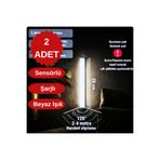 CTKGROUP 2'Adet Sensörlü Şarjlı LED Gece Lambası – Kablosuz, Hareket Algılayıcı, Dolap & Merdiven Işığı
