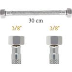 CTR Ticaret Çelik Örgülü Flex Spiral Hortum - 3/8" x 3/8" - 30 cm - Musluk ve Batarya Bağlantı Hortumu (1 Adet)