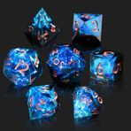 Cttasty DND Zar Seti Reçine Keskin Kenarlı Zar Seti El Yapımı 7 parça Çok Yüzlü Zar Seti DND RPG MTG Rol Oyunu Zar Seti DND Dungeons ve Dragon için Hediye Kutulu D&D Zar (Mavi-Siyah)