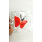 Cuaderno Banyo Gider Kapağı 10*10 cm El Yapımı Kabartma Kırmızı Kelebek Cam Dekoratif Obje