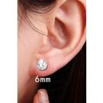 Cubic Zirkon 925 Ayar 6 Mm 1 Çift Gümüş Tektaş Çivi Küpe