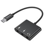 Cubilux Çift TRS Mikrofon - USB Konektörü, Tip C - 2 Yönlü MIC Adaptörü iPad Air 5/4, Galaxy S25/S24/S23 Ultra Tab S10/S9/S8, Pixel 9/8/7/6 Pro ile Uyumlu - Stereo Kayıt Desteği