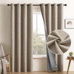 CUCRAF Yatak Odası Gürültü Azaltıcı için%100 Karartma Pencere Perdeleri, Oturma Odası için Isı Yalıtımlı Oda Karartma Gromet Perdeler, 2 Panel Seti (132 x 241 cm, Açık Haki)