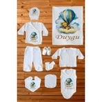 Cucul %100 Pamuk Baskılı 10’lu Isimli Organik Bebek Hastane Çıkışı - Beyaz - 0 - 3 Ay