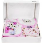 Cucul Yeni Doğan Kız Bebek Hastane Çıkışı Kıyafeti 5 Parça Pembe Panda Desenli - 0 - 3 Ay - Pembe - Beyaz