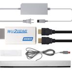 CUDCAY 4'ü 1 arada Wii HDMI Adaptörü + Wii Güç Kablosu AC Adaptörü + Wii Sensör Çubuğu Kablolu Hareket Sensörü Çubuğu + 5ft Yüksek Hızlı HDMI Kablosu Nintendo Wii ile Uyumlu (Wii U için değil)