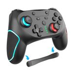 Cuetpetlo Wireless Pro Controller for Switch/Switch Lite/Switch OLED, with Macro Function, Automatic Fire Function, 3-step TURBO Speed, Sleep Wakeup, 6-Axis Gyro Sensor (Black blue)