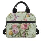 Cugasmaru Hibiscus Hummingbird Kadın Öğle Yemeği Çantaları İş için Küçük Yalıtımlı Soğutucu Çanta Kulplu Yeniden Kullanılabilir Öğle Yemeği Kutusu Kadınlar için Öğle Yemeği Konteynerleri Yetişkinler