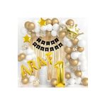 CUGY BEYAZ&GOLD 4 HARF İSİMLİ KRAL TACI KONSEPT 1 YAŞ TEMALI DOĞUM GÜNÜ SETİ PARTİ SÜSÜ BALON ZİNCİRİ