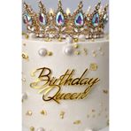 cugy parti malzemeleri Gold Ayna Pleksi Birthday Queen Yazılı Pasta Hediye Süsü - Doğum Günü, Parti, Kutlama, Cake Topper