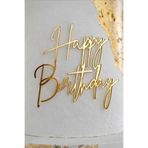cugy parti malzemeleri Gold Ayna Pleksi Happy Birthday Yazılı Pasta Hediye Süsü - Doğum Günü, Parti, Kutlama Dekoru