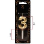 Cugy Rakam Seçenekli Doğum Günü Pasta Mumu Gold Parti Mum - 3 YAŞ