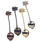 cuhair 4 parça/Set Tiki Kaşık Küçük Vintage Saray Kahve Kaşığı, Metal Retro Küçük Pasta Çatalı, Kişilik Tatlı Kaşığı, Tiki Kokteyl Dondurma Hindistan Cevizi Kaşığı, Çorba Kaşığı