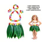 Çuk Hawaii Kostüm Seti - Yaprak Etek &Amp; Hawaii Set - 5 Parça