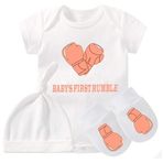 culbutomind Baby Twins Bodysuits Eğlenceli Renkli Boks Eldivenleri Bebek Kıyafetleri Kız Kıyafet erkek şapka Seti, white2, 0-3 Months