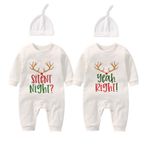 culbutomind Baby Twins Tek Parça Tek Parça Bebek Erkek Kız Tulumumuz Yenidoğan Bebek Noel Kıyafetleri, Beyaz Gece Sağ, 6-9 Months