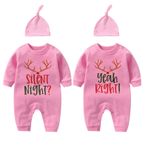 culbutomind Baby Twins Tek Parça Tek Parça Bebek Erkek Kız Tulumumuz Yenidoğan Bebek Noel Kıyafetleri, Pembe Gece Sağ, 6-9 Months
