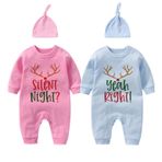 culbutomind Baby Twins Tek Parça Tek Parça Bebek Erkek Kız Tulumumuz Yenidoğan Bebek Noel Kıyafetleri, Pembe Mavi Gece Sağ, 0-3 Months
