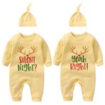 culbutomind Baby Twins Tek Parça Tek Parça Bebek Erkek Kız Tulumumuz Yenidoğan Bebek Noel Kıyafetleri, Sarı Gece Sağ, 3-6 Months