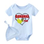 culbutomind Bebek ikiz bebek badisi muzlar sizin için bebek tulumu erkek kız çocuk hediye doğum seti ve şapka, Senin için mavi muz, 0-3 ay
