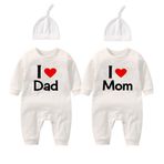 culbutomind Bebek ikizler giyim yenidoğan bebek erkek bebek kız Romper komik tulum yenidoğan unisex kıyafet, aşk baba ve anne romper, 6-9 Months
