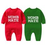 culbutomind Bebek İkizler Tulum Kar İkizleri Bebek Kar Noel Yenidoğan Erkek Kız Noel Kıyafetleri, Kırmızı Yeşil Kar Bebek İkiz, 0-3 Months