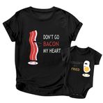 culbutomind Bebek ikizleri bebek badisi sabun yumurtası en iyi arkadaşın tatlı hediye partner kıyafeti tişört tulum hediye seti, Siyah jambonlu aile kıyafetleri, Mom XL/Baby 9M(7-9M)
