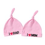 culbutomind Bebek İkizleri Yenidoğan Erkek Kız Bebek Şapkası I Love Anne Baba Kişiselleştirilmiş Bebek Şapkaları, pembe aşk anne iki şapka, M