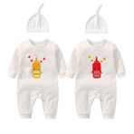 culbutomind Bebek Tulumu Yummz Domates Ketçap Sarı Hardal Kırmızı ve Sarı Tek Parça Erkek Bebek İkizler Kız Giysileri, Domates Hardal, 9-12 Months