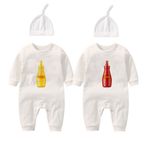 culbutomind Bebek Tulumu Yummz Domates Ketçap Sarı Hardal Kırmızı ve Sarı Tek Parça Erkek Bebek İkizler Kız Giysileri, Lie Down Kırmızı Sarı, 3-6 Months