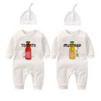 culbutomind Bebek Tulumu Yummz Domates Ketçap Sarı Hardal Kırmızı ve Sarı Tek Parça Erkek Bebek İkizler Kız Giysileri, Siyah Ketçap Hardal, 0-3 Months