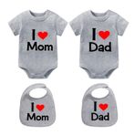 culbutomind Bebek Zıbını İkiz Bebek Sevgi Baba Anne Çift Komik Bebek İkizler Kıyafet Bebek Kız İkiz Set, gri, 3-6 Months