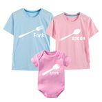 culbutomind Komik Bebek Tulum Gömlek Çocuk Bebek Küçük Çocuk Aile Gömlekleri Seti Aile Kıyafetleri Baba Gömlekleri Anne Giysileri, Çatal Ailesi/Kız Çocuğu, 9m/XXXXL