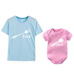 culbutomind Komik Bebek Tulum Gömlek Çocuk Bebek Küçük Çocuk Aile Gömlekleri Seti Aile Kıyafetleri Baba Gömlekleri Anne Giysileri, Çatal Baba/Kız Evlat, 6m/XXXL