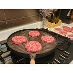 Culinal Çift Taraflı Döküm Granit 36CM 4mm Kalın Taban Gözleme Bazlama Pizza Grill Izgara Tavası - 36 cm - Siyah - Gold