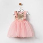 Cumino Dream Kız Çocuk Payetli Pembe Şifon Elbise - 2 Yaş