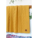 Cuo Örgü Triko Yatak Örtüsü Koltuk Örtüsü - Hardal - 150 x 200 cm