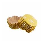 Cupcake Kalıbı Pet Kapsül Dalgalı Fiyonklu Sarı Kek Kalıbı 65X38 MM - 100 Adet