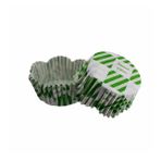 Cupcake Kalıbı Pet Kapsül Dalgalı Kek Kalıbı 65X38 MM - 100 Adet Beyaza Yeşil Kare Desen