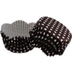 Cupcake Kalıbı Pet Kapsül Dalgalı Kek Kalıbı 65X38 mm - 100 Adet Puantiyeli Kahverengi