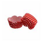Cupcake Kalıbı Pet Kapsül Dalgalı Kek Kalıbı 65X38 MM - 100 Adet Puantiyeli Kırmızı