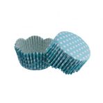 Cupcake Kalıbı Pet Kapsül Dalgalı Kek Kalıbı 65x38 Mm - 100 Adet Puantiyeli Mavi